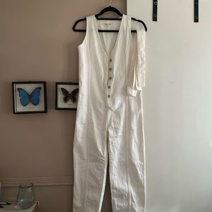 Madewell Denim Button-up Jumpsuit XS Ivory